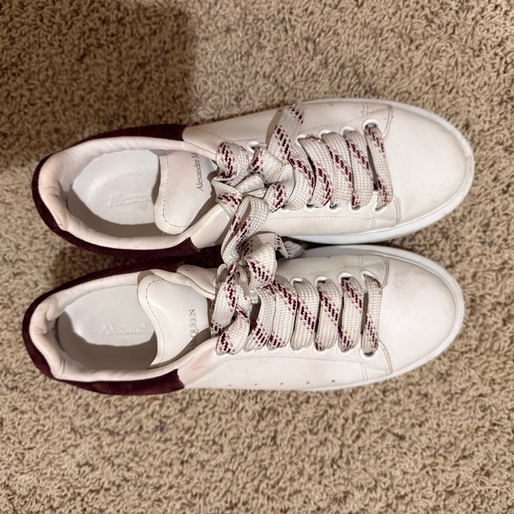 Alexander McQueen worn once White and Burgundy Women's Sneakers size 38